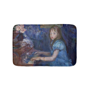 Lucie Leon Playing the Piano (by Berthe Morisot) Bath Mat