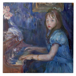 Lucie Leon Playing the Piano (by Berthe Morisot) Ceramic Tile