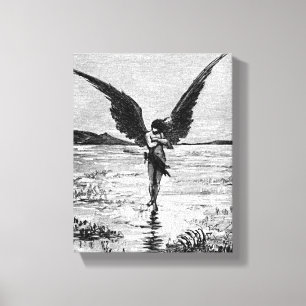 Lucifer as Satan, Devil or Angel? Vintage Ink Art Canvas Print