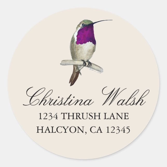 Lucifer Hummingbird return address Classic Round Sticker (Front)