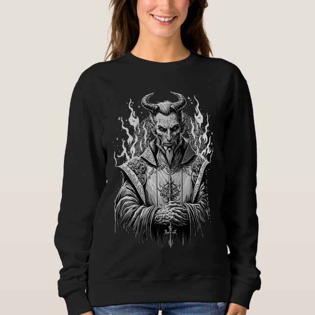 Lucifer Satan  Occult Beelzebub Demon Sweatshirt (Front)