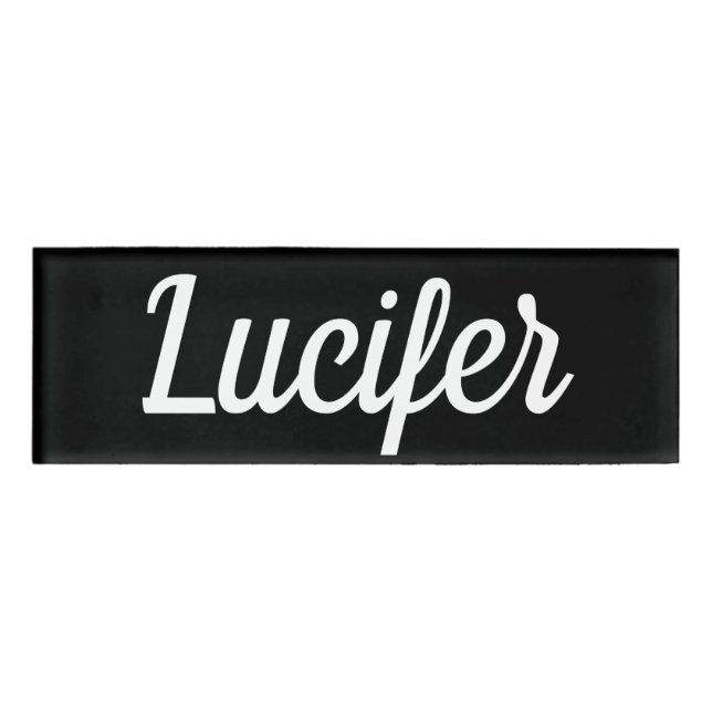Lucifer Small Rectangular Magnetic Name Badge (Front)