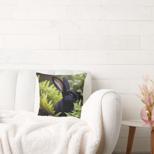 Lucifer the Black Bunny: A Dark Bundle of Mischief Cushion (Couch)