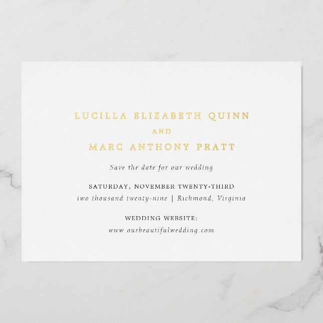 Lucilla Elegant Modern Wedding Save the Date (Front)