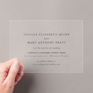Lucilla Elegant Modern Wedding Save the Date Acrylic Invitations