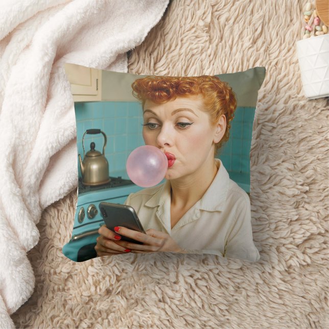 Lucille Ball Texting On a Cell Phone Cushion (Blanket)