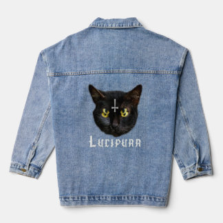 Lucipurr Satanic Cat Antichrist Baphomet 666 Denim Jacket