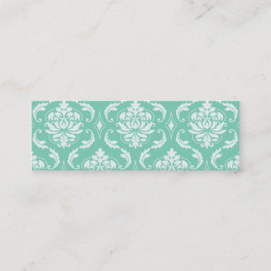 Lucite Green and White Classic Damask Mini Business Card