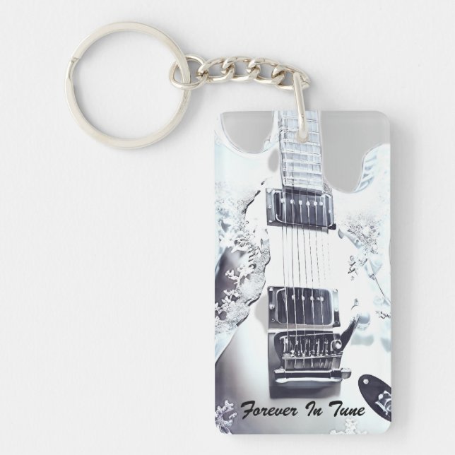 Lucite Guitar Wedding Favour Key Ring (Front)