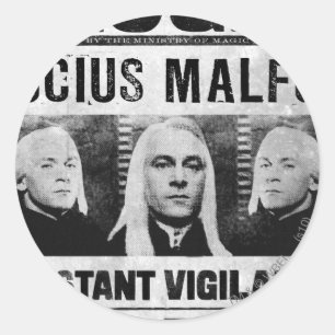 Lucius Malfoy Wanted Poster Classic Round Sticker