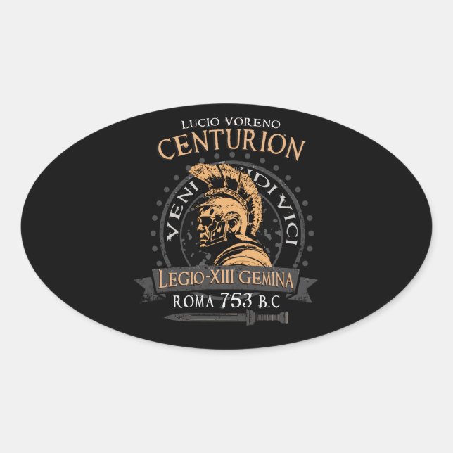 Lucius Voreno, a famous Roman Centurion Oval Stick Sticker (Front)