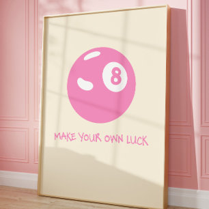 Luck 8 Ball Poster Pink Coquette Wall Art