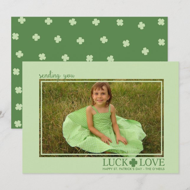 Luck and Love St. Patrick's Day Photo Cards (Front/Back)