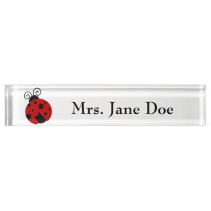 Luck be a Ladybug Cute Cartoon Insect Design Nameplate
