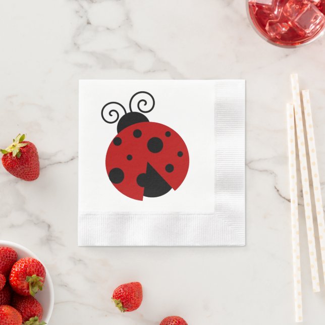 Luck be a Ladybug Cute Cartoon Insect Design Napkin (Insitu)