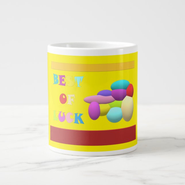 Luck Charm congratulations message yellow Large Coffee Mug (Front)