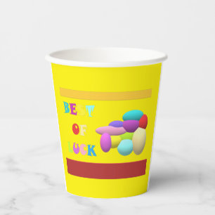 Luck Charm congratulations message yellow Paper Cups