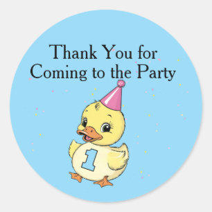 Luck Duck Birthday Party Duckie Paper cup Classic Round Sticker
