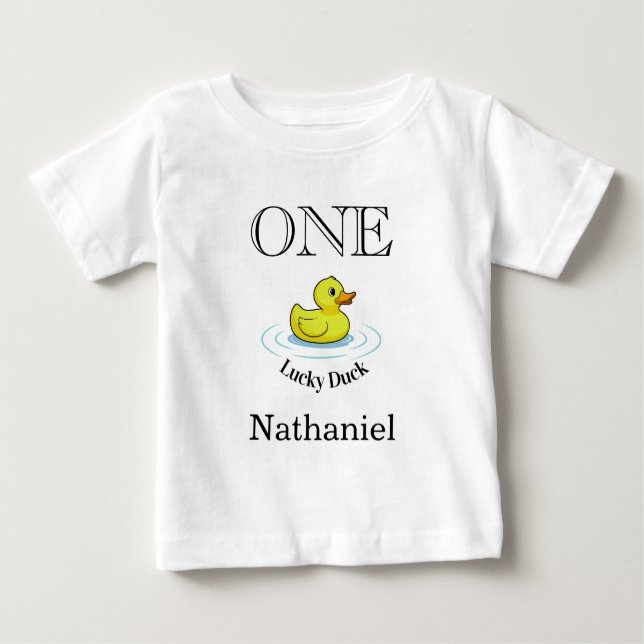 Luck Duck T-Shirt 1st Birthday Outfit (Front)