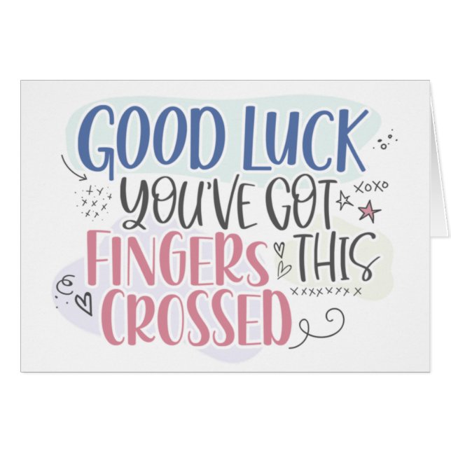 Luck & Fingers Crossed Colourful Good Luck Card (Front Horizontal)