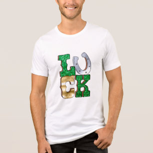 Luck HorseShoe Green Gold St Patricks Day  Tri-Blend Shirt