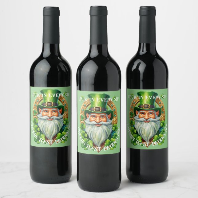 Luck in Every Sip Cheers to St Paddy's Day Wine Label (Bottles)