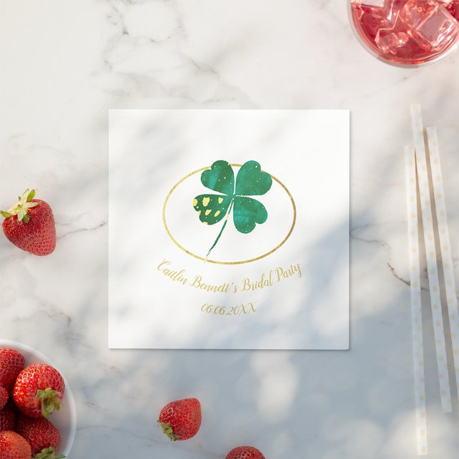 Luck in Love Green St. Patrick's Day Bridal Shower Napkin (Creator Uploaded)