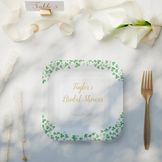 Luck in Love Green St. Patrick's Day Bridal Shower Paper Plate (Creator Uploaded)