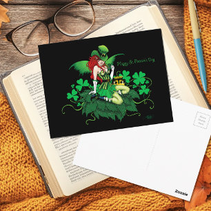 Luck Irish Fairy Green Postcard