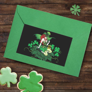 Luck Irish Fairy Green Rectangular Sticker