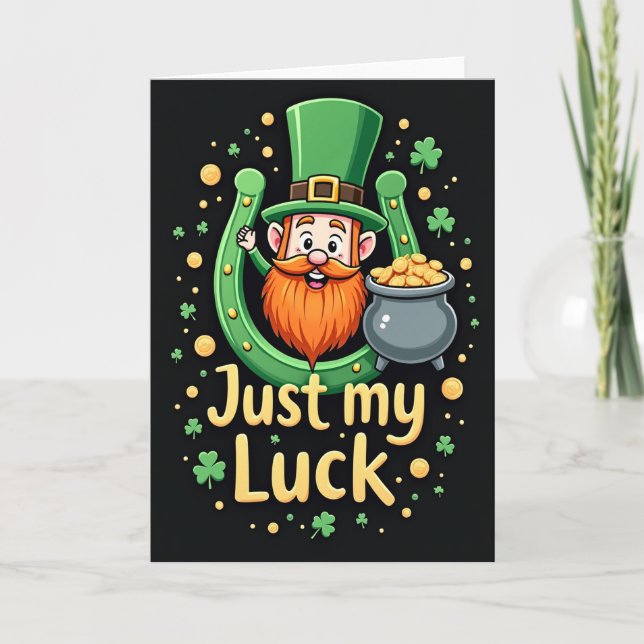 Luck Leprechaun Glitter Texture Card (Front)