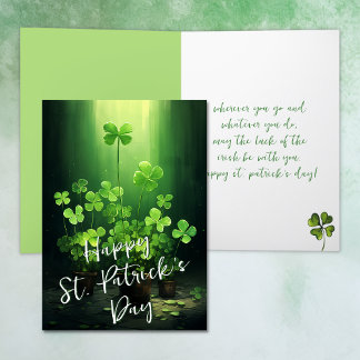 Luck of the Irish Clovers St Patrick's Day Holiday Card