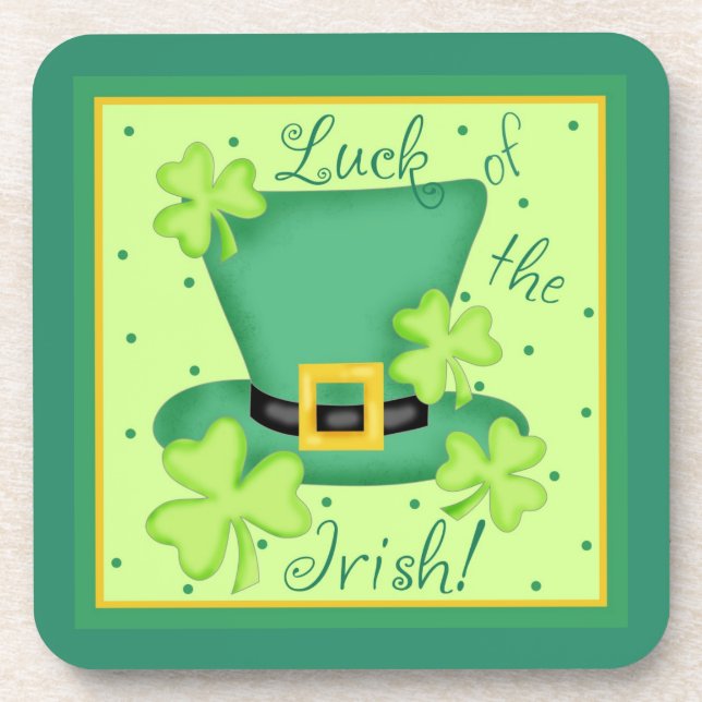 Luck of the Irish St. Patrick's Day Celebration Coaster (Front)