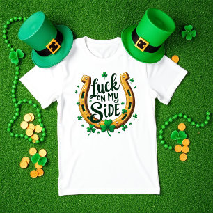Luck on My Side Irish Horseshoe St. Patrick Day T-Shirt