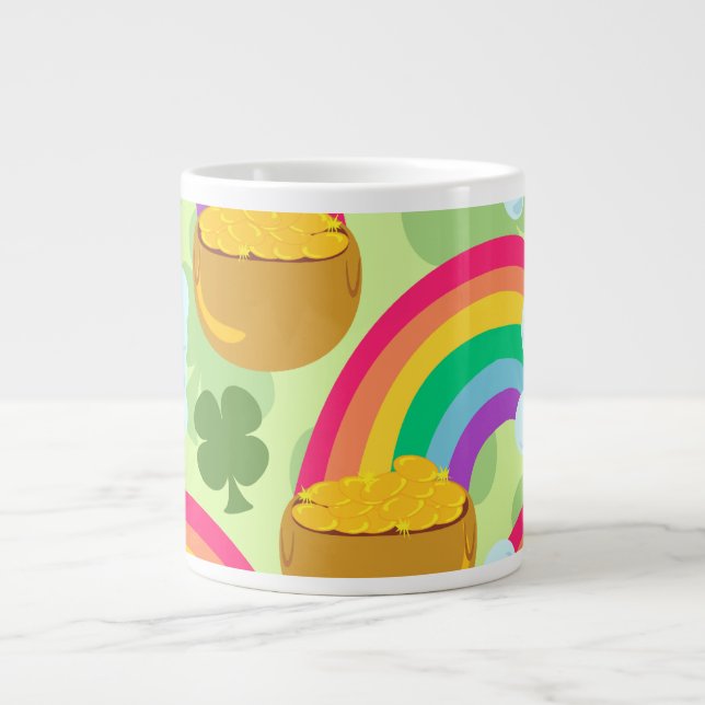 Luck Pot O Gold Pattern Large Coffee Mug (Front)
