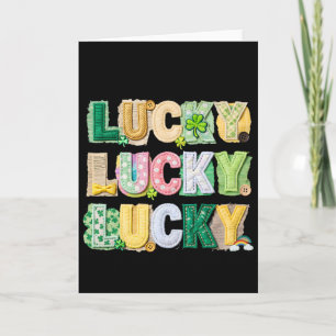Luck St Patricks Day Patchwork Irish Horseshoe  Card