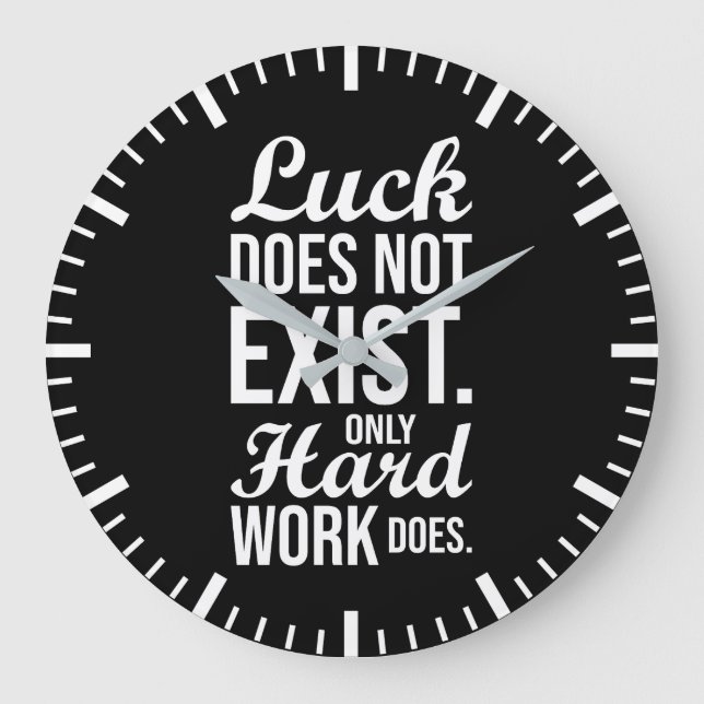 Luck vs Hard Work - Gym, Hustle, Success Large Clock (Front)