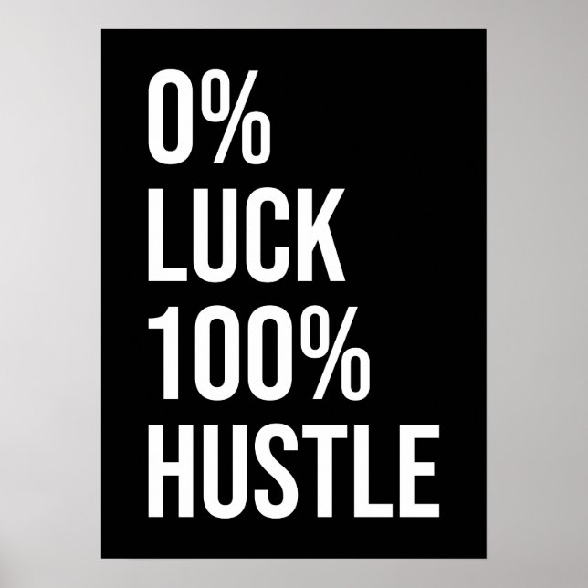 Luck vs Hustle, Gym, Hustle, Success, Motivational Poster (Front)