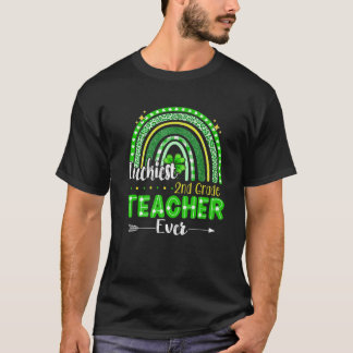 Luckiest 2Nd Grade Teacher Ever Rainbow St Patrick T-Shirt