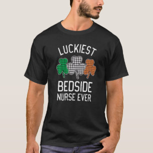 Luckiest Bedside Nurse Ever St Patrick's Day Plaid T-Shirt