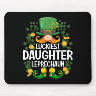 Luckiest Daughter Leprechaun St Patricks Day Party Mouse Pad