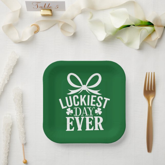 Luckiest Day Ever St Patricks Day Irish Lucky  Paper Plate (Wedding)