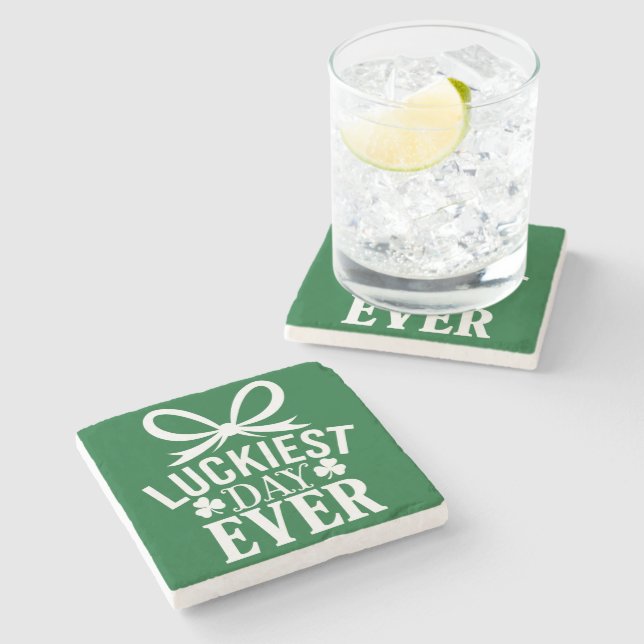 Luckiest Day Ever St Patricks Day Irish Lucky  Stone Coaster (Side)