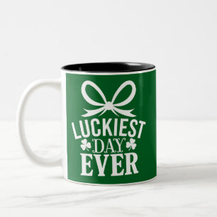 Luckiest Day Ever St Patricks Day Irish Lucky Two-Tone Coffee Mug