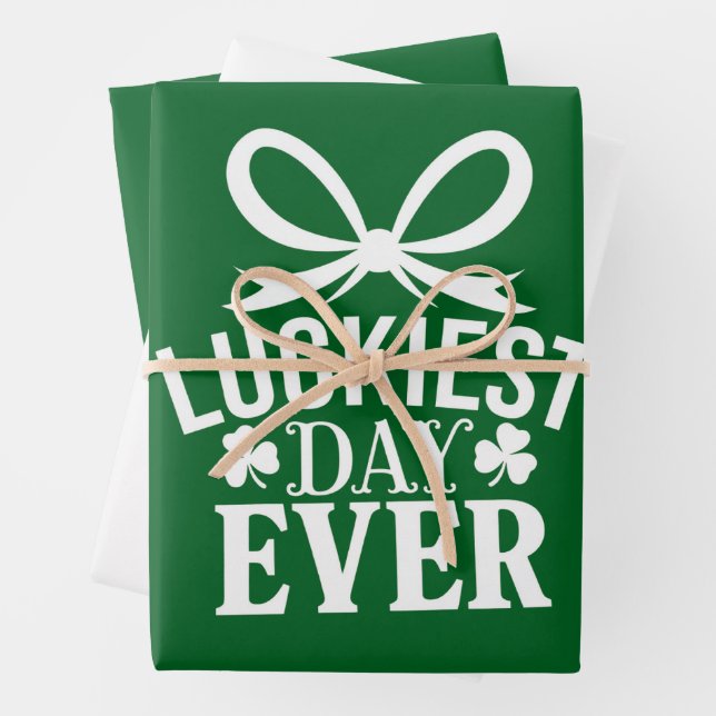 Luckiest Day Ever St Patricks Day Irish Lucky  Wrapping Paper Sheet (In situ)