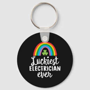 Luckiest Electrician Ever St Patrick Day Shamrocks Key Ring
