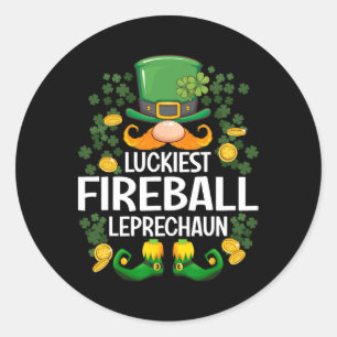 Luckiest Fireball Leprechaun St Patricks Day Party Classic Round Sticker