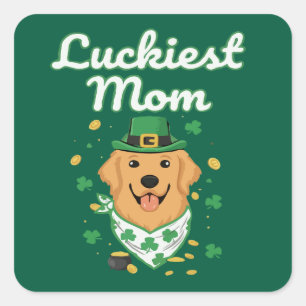 Luckiest Golden Retriever Mum St. Patrick's Day Square Sticker