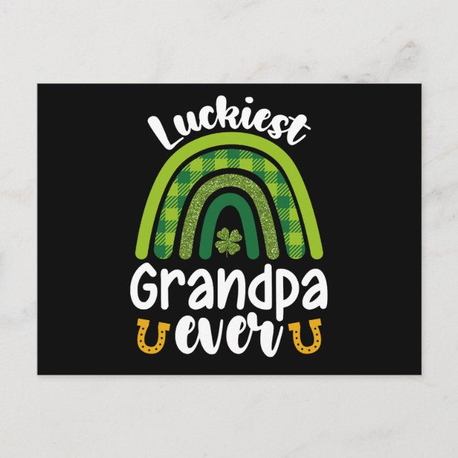 Luckiest Grandpa Ever Family St Patrick's Day Postcard (Front)