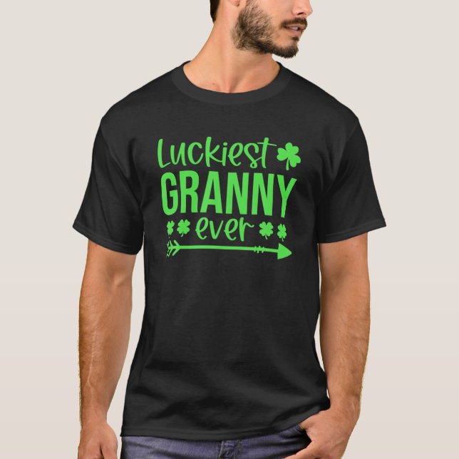 Luckiest Granny Ever Green Shamrocks Granny St. Pa T-Shirt (Front)